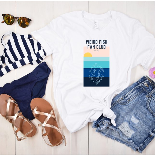 Weißer Fisch Club Stilvolles Ocean Sunset T-Shirt (Von Creator hochgeladen)