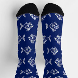 Weißer Fisch im tiefen Blauen Meer Socken