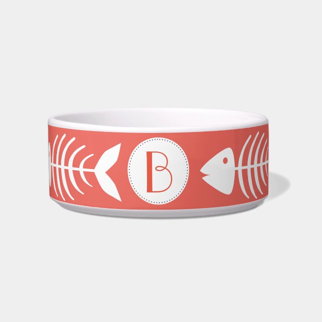 Weißer Fischknochen aus Korallenrosa Napf (Vorderseite)