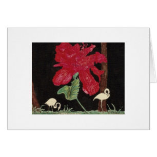 weißer Flamingo und Hibiskus