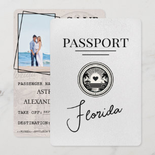 Weißer Florida-Reisepass Save The Date