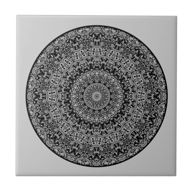 Weißer Fluss Mandala Fliese (Vorderseite)