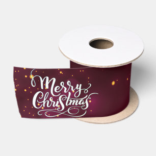Weißer Froher Weihnachten,Burgunderrot Weihnachten Satinband