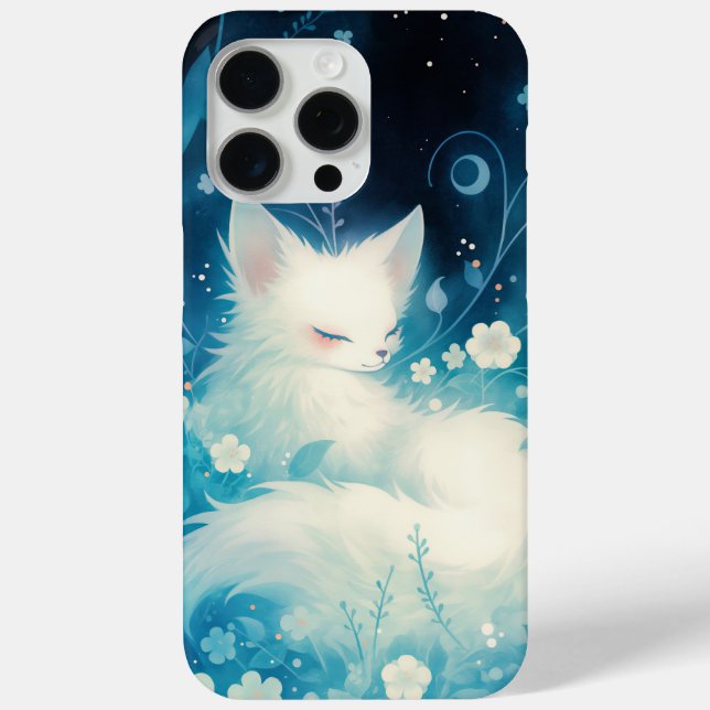 Weißer Fuchs schlummernd in Blumen Case-Mate iPhone Hülle (Rückseite)