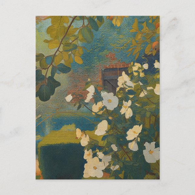 Weißer Garten Postkarte (Vorderseite)