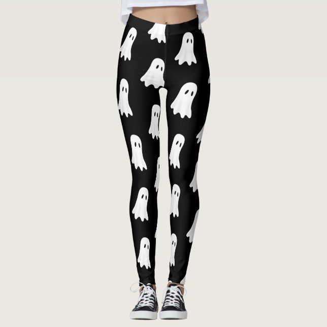 Weißer Geist, auf schwarzem Hintergrund. Leggings (Vorderseite)