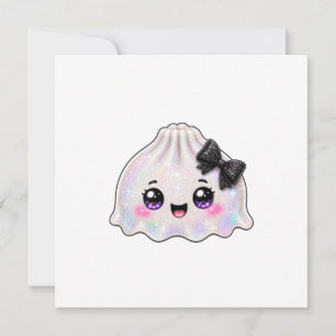 Weißer Geister-Dumpling-Squishy Halloween Schwarz Einladung