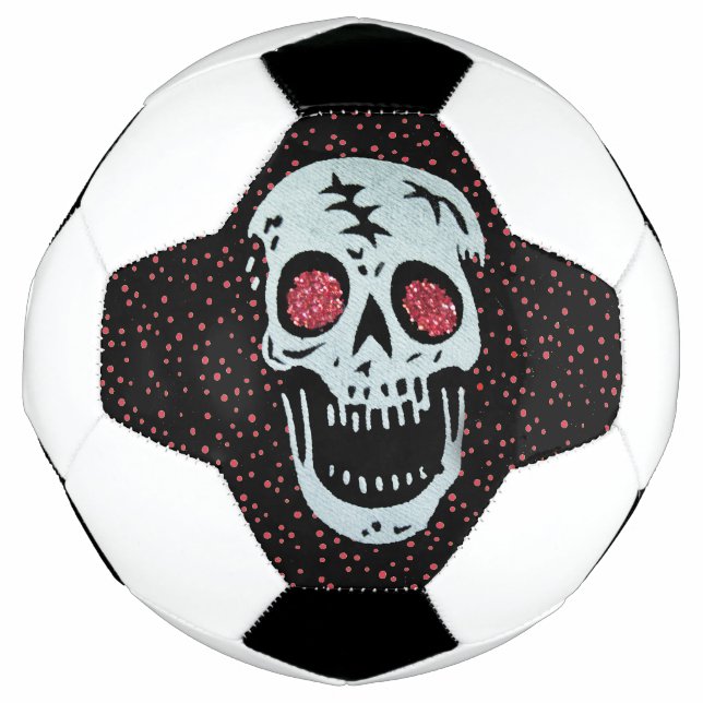 Weißer, gekratzter Schädelroter Glitzer Augen Punk Fußball (Vorderseite)