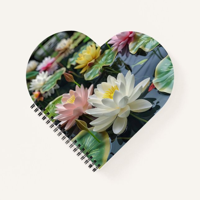 Weißer, gelber blühender Lotus Notizbuch (Vorderseite)