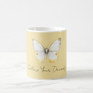 Weißer Gelber Schmetterling Kaffeetasse