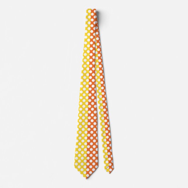Weißer, gelber und orangefarbener Polka-Punkt Krawatte (Vorderseite)