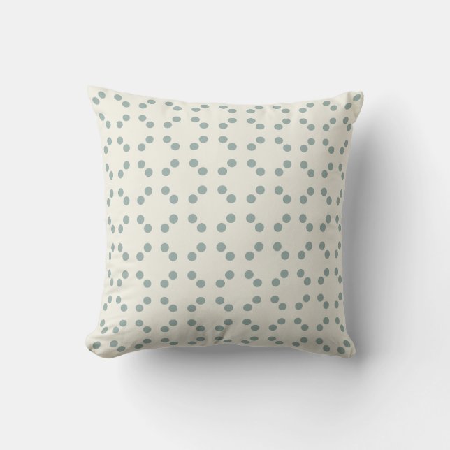 Weißer geometrischer Druck mit blauen Polka-Punkte Kissen (Vorderseite)