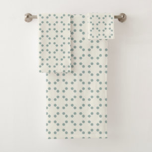 Weißer geometrischer Druck mit grün-blauen Polka-P Badhandtuch Set