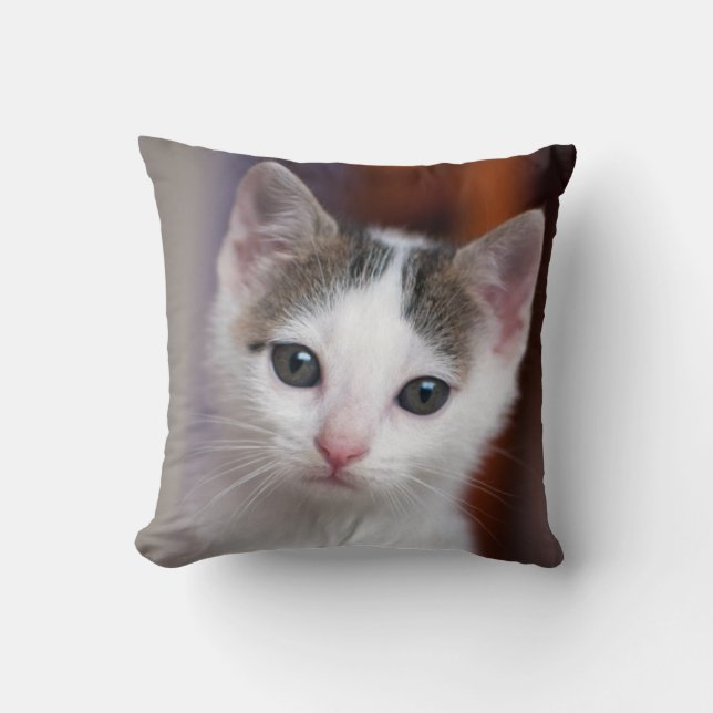 Weißer gepunkteter Kitty Kissen (Vorderseite)
