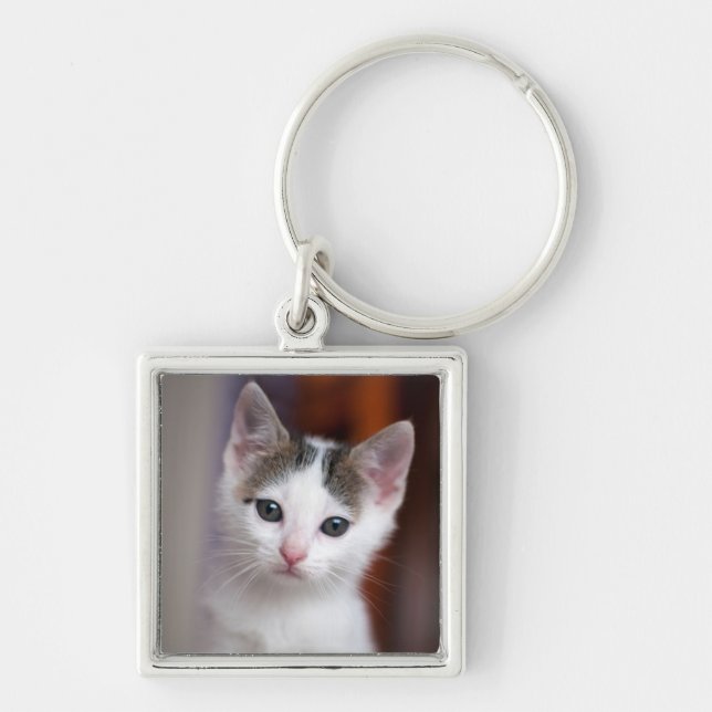 Weißer gepunkteter Kitty Schlüsselanhänger (Vorne)