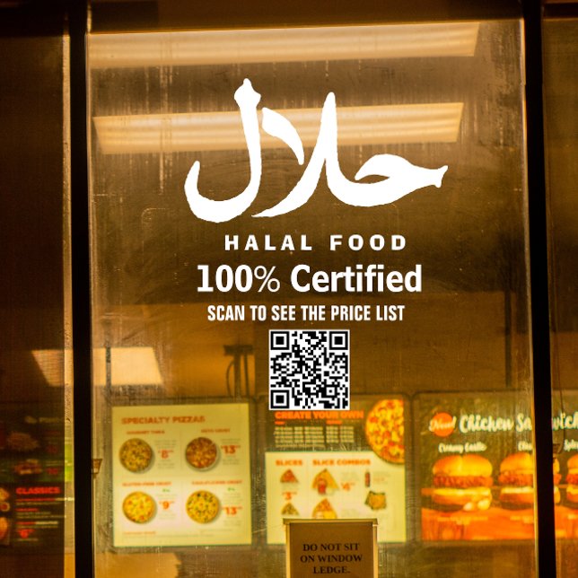Weißer Geschäfts-QR-Code Halal Fensteraufkleber (Von Creator hochgeladen)