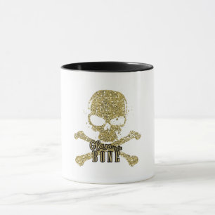 Weißer Glam bis auf die Knochen Gold Glitter Toten Tasse