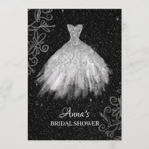 *~* Weißer Glitzer Bridal Gown Bridal Dress Dusche Einladung