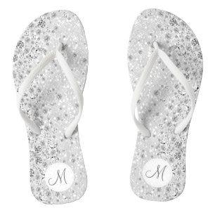 Weißer Glitzer und Diamond Flip Flops
