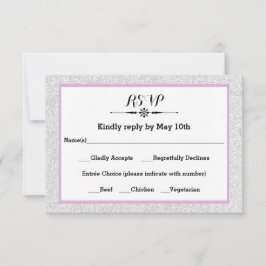 Weißer Glitzer und Lilac-Rahmen- UAWG-Antwortkarte RSVP Karte