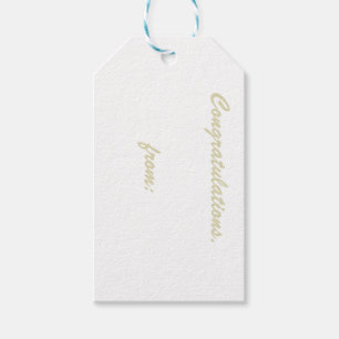Weißer Glückwunsch-Geschenk-Umbau (Goldskript) Geschenkanhänger