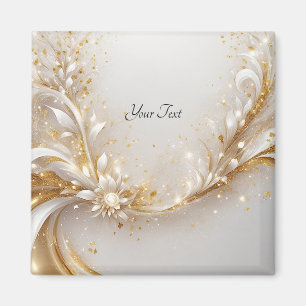 Weißer Gold-Blumenmagnet Magnet