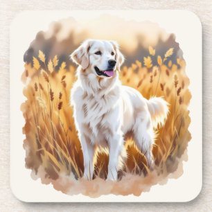 Weißer Golden Retriever Hund Getränkeuntersetzer