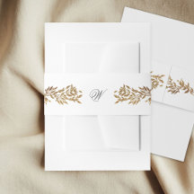 weißer & goldener botanischer Rahmen Monogramm Hoc