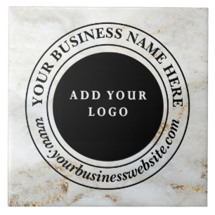Weißer & Goldener Marmor Custom Business Logo  Fliese