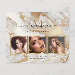 Weißer Goldmarmor-Makeup-Artist-Foto Elegant Flyer
