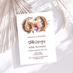 Weißer Goldpfirsichblüte 60. Geburtstag Einladung