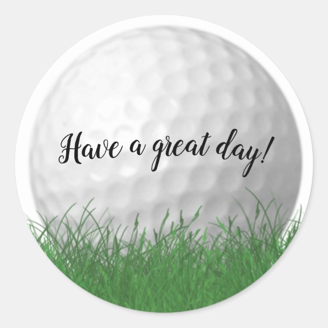 weißer Golfball im Gras Runder Aufkleber (Vorderseite)
