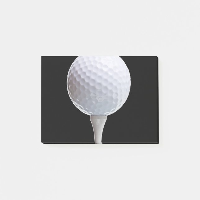 Weißer Golfball trägt Schablone zur Schau Post-it Klebezettel (Vorderseite)