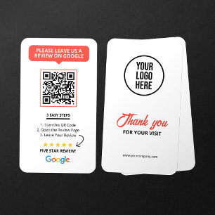 Weißer Google Bewertungen QR-Code Geschäftsbewertu Visitenkarte