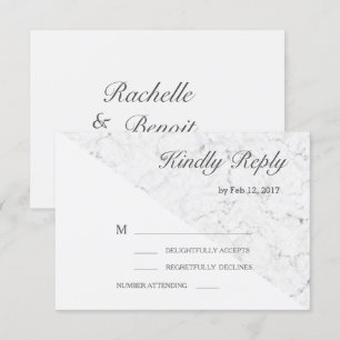 Weißer grauer Marmoreffekt moderne Hochzeit RSVP Einladung