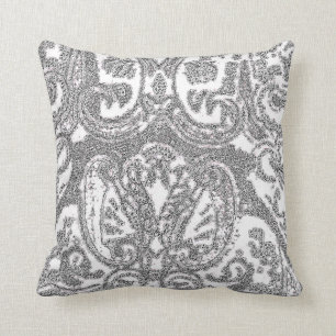 Weißer Grauer Paisley-Wurfkissen/Coussin Kissen