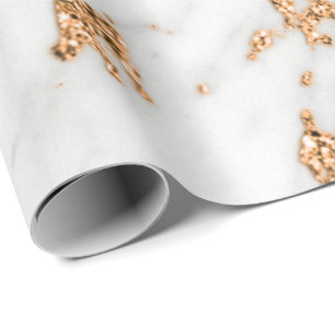 Weißer grauer Rosen-GoldGlitzer-Carraramarmorstei Geschenkpapier