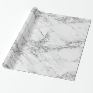 Weißer grauer silberner Glittermarmor des Geschenkpapier