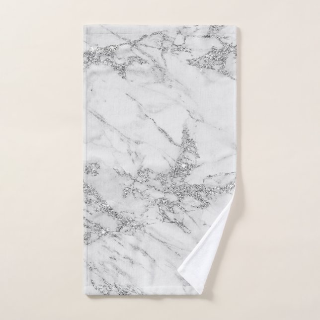 Weißer grauer silberner Glittermarmor des Handtuch (Handtuch)