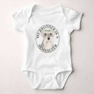 Weißer Grauer Silberner Schnauzer Hund Baby Strampler