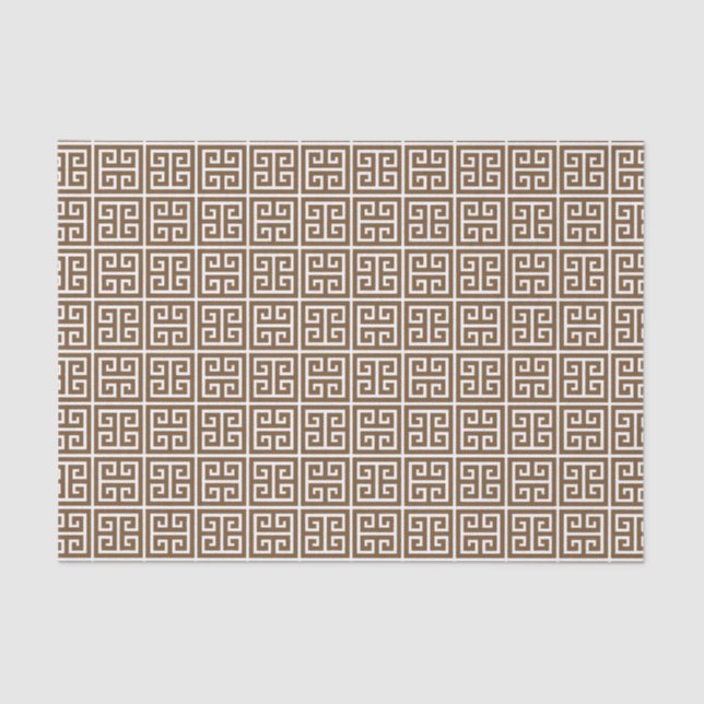 Weißer griechischer Schlüssel Browns Seidenpapier (Vorderseite)