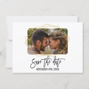 Weißer grüner floraler goldener Rahmen Foto Save T The Date