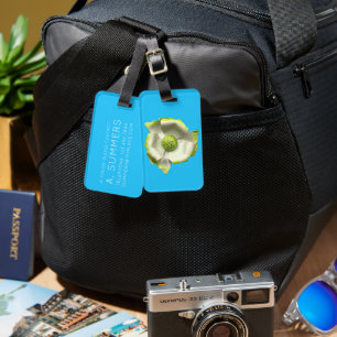 Weißer grüner Frühlingsbläser MOD Retro Blume Blau Gepäckanhänger
