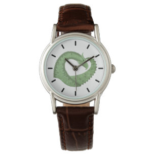 Weißer Grüner Herzdrache Armbanduhr
