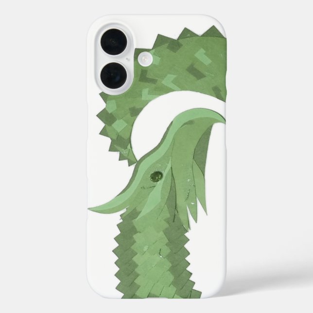 Weißer Grüner Herzdrache iPhone 16 Hülle (Rückseite)