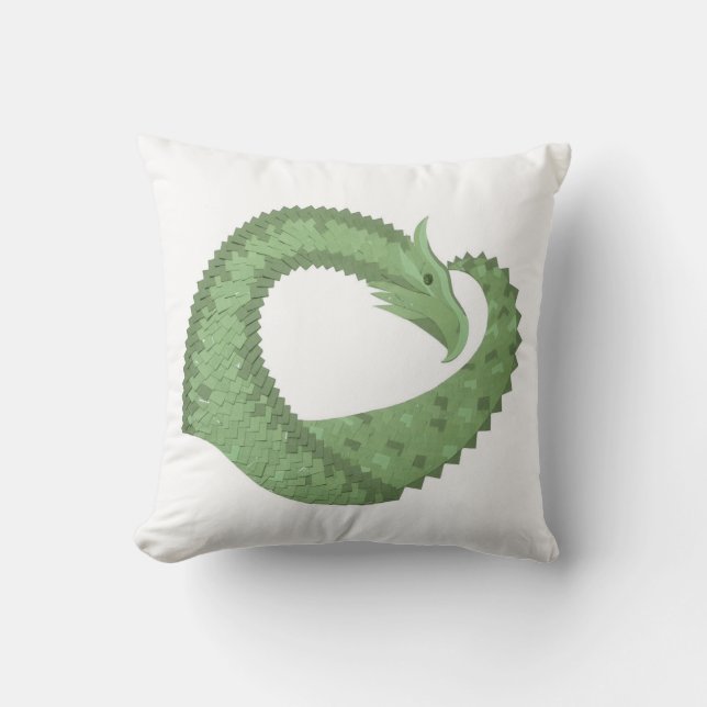 Weißer Grüner Herzdrache Kissen (Vorderseite)