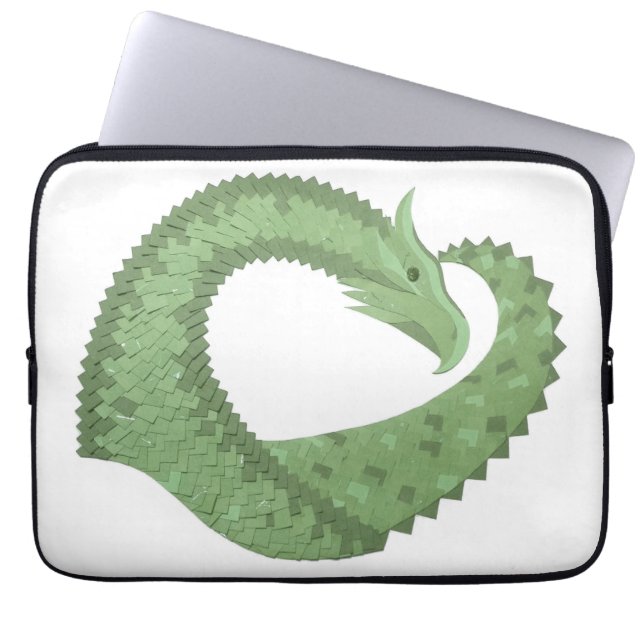 Weißer Grüner Herzdrache Laptopschutzhülle (Vorderseite)