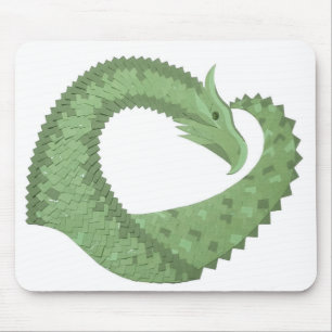 Weißer Grüner Herzdrache Mousepad