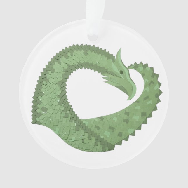 Weißer Grüner Herzdrache Ornament (Vorderseite)