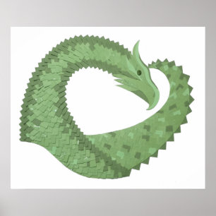 Weißer Grüner Herzdrache Poster